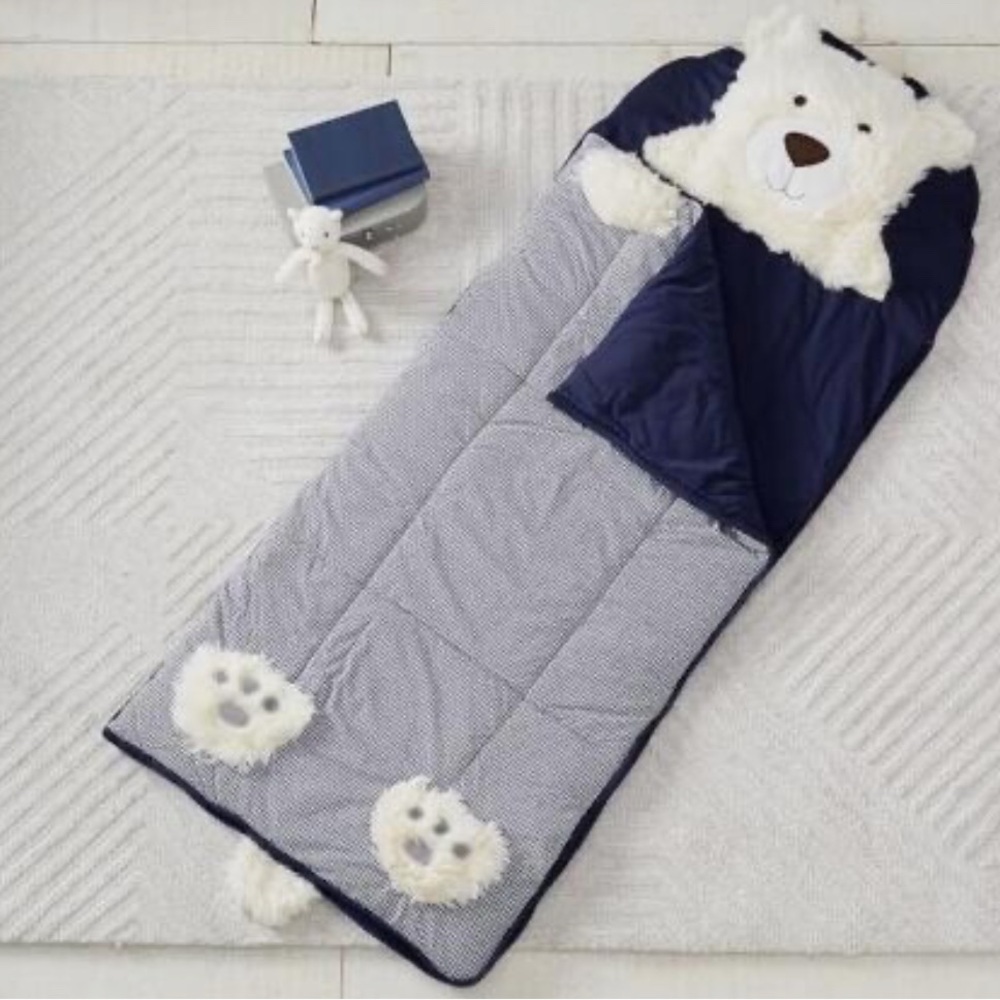 Navy and White Bear Sleeping Bag